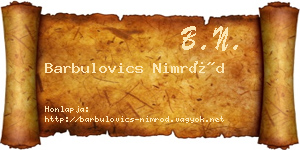 Barbulovics Nimród névjegykártya